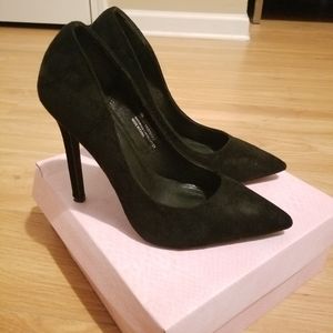 Black Suede Pumps Heels 8